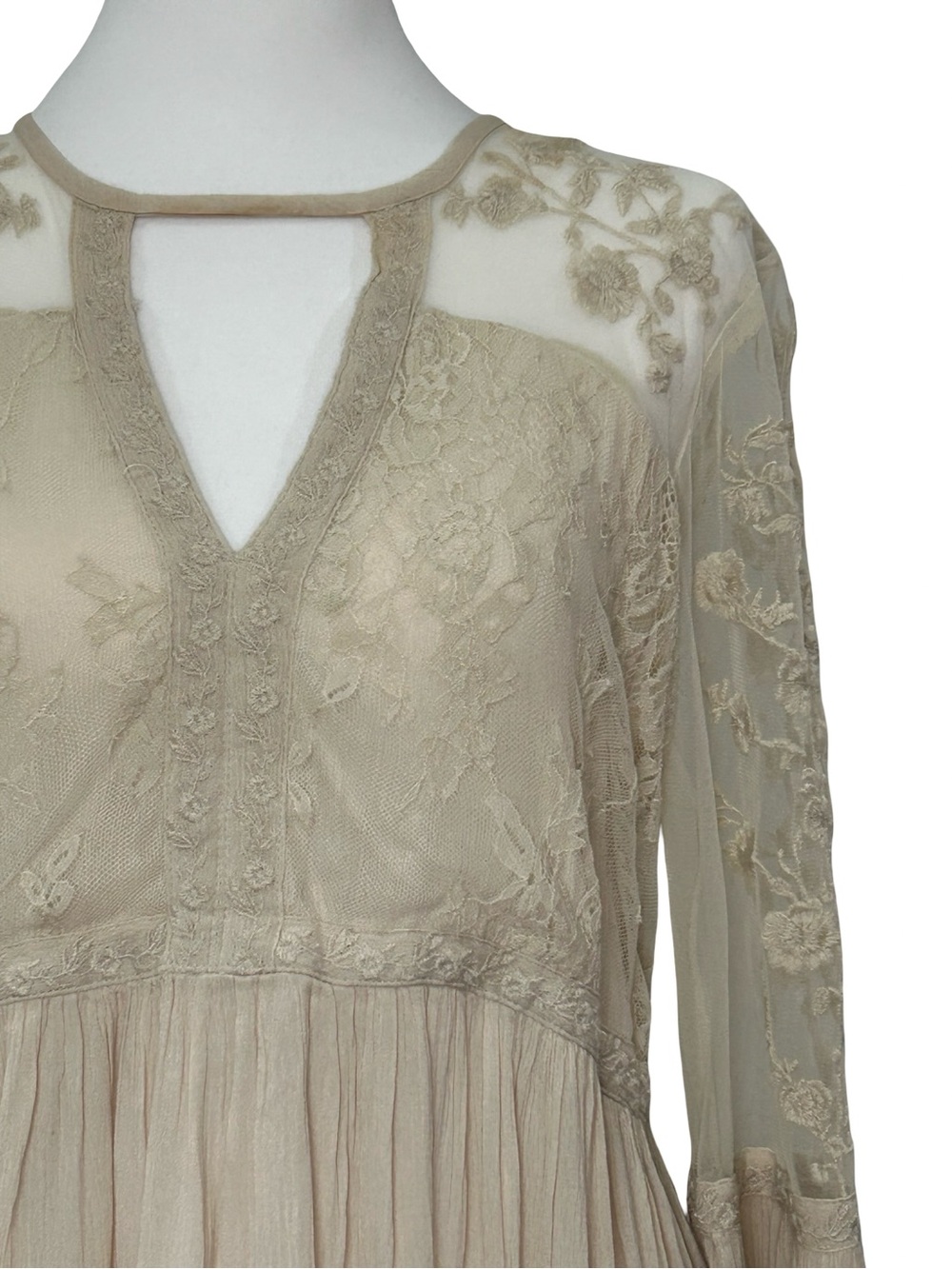 American Eagle Lace Boho Peasant Top Sheer Bell Sleeve Festival L Hippie Country - Picture 4 of 9